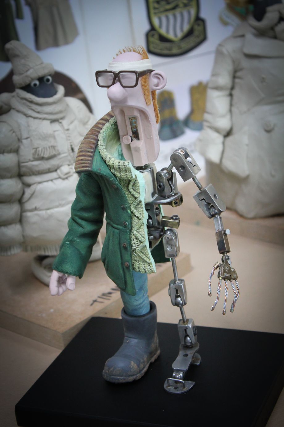 a Farmer puppet from 'Shaun the Sheep' showing part of its armature